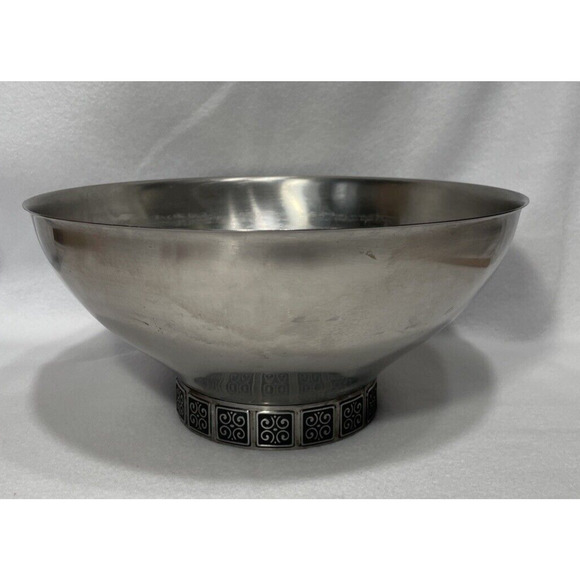 Vtg Mid Century Rogers Insilco Fashion Stainless Salad Serving Bowl 11" Large - Picture 1 of 14